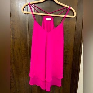 V Neck, High Back, Strappy Flowy Double Layer Tank Size Small